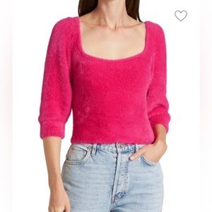 Free People NWT Moonbeam Raspberry Pop 3/4 Sleeve Sweater Women’s Size Medium
